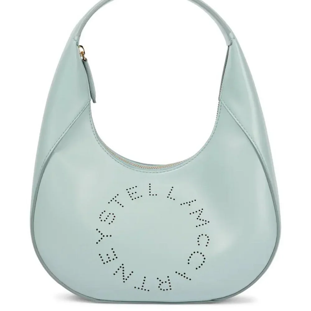 NEW STELLA MCCARTNEY Hobo Bag, Logo, Vegan Leather, Mint Green Shoulder Bag